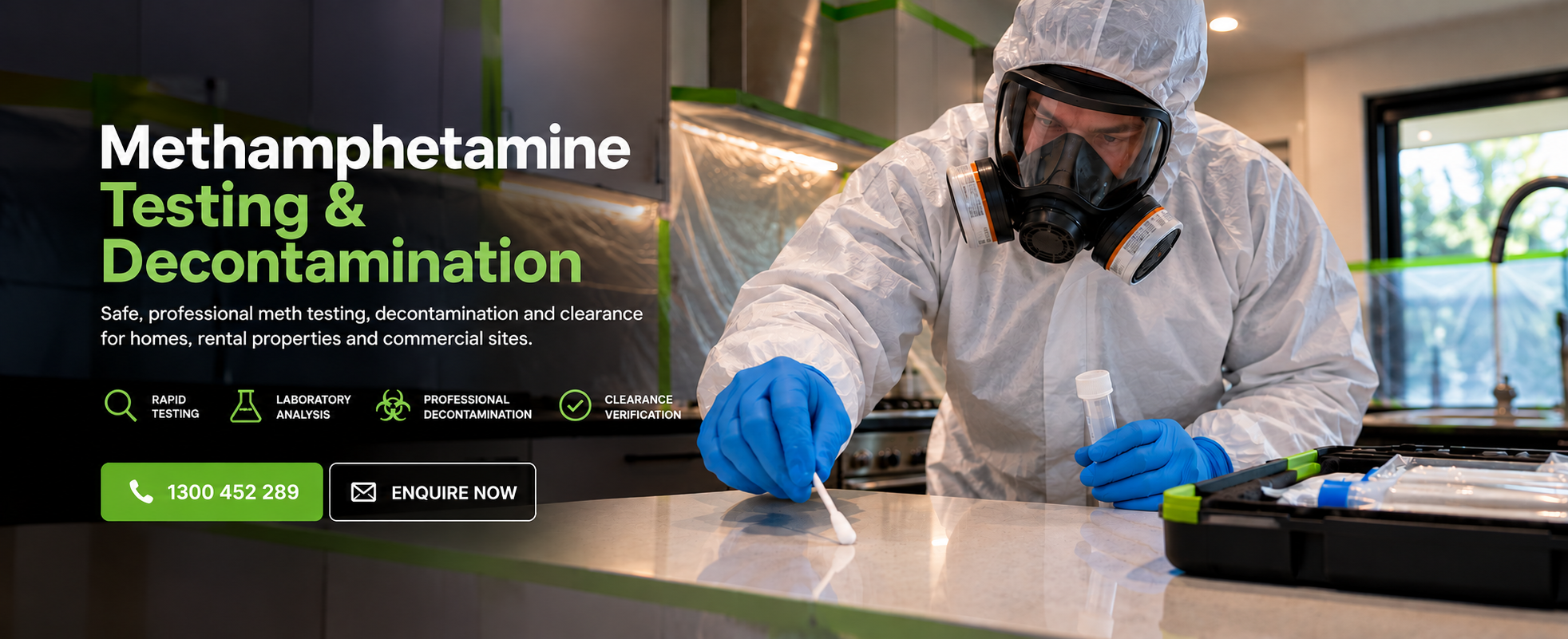 Methamphetamine testing and decontamination service banner