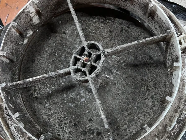 Heavy deposits on the inside of a circular ventilation component